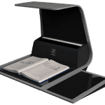 The zeta book copy system allows library patrons to walk up, scan text and images from books or documents and electronically save, send or print the images. 