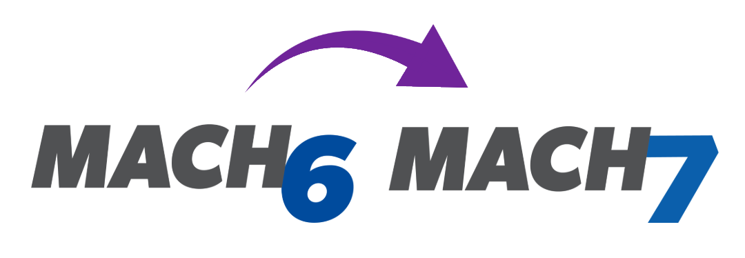 MACH6 logo with an arrow pointing over to the MACH7 logo