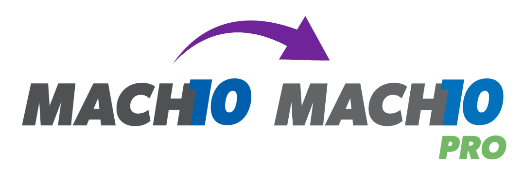 MACH10 logo with an arrow pointing over to the MACH10 Pro logo
